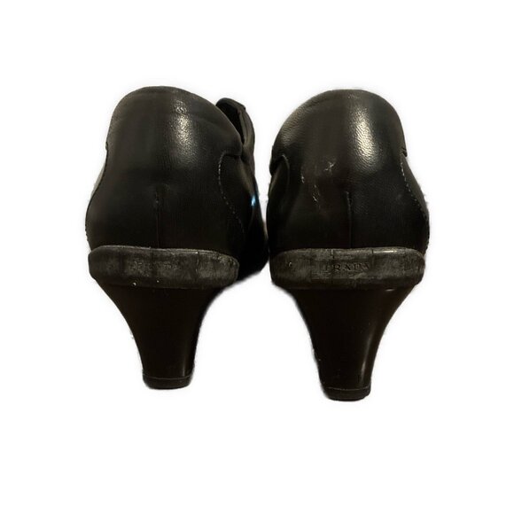Prada Sport Authentic Solid Black Leather Square Toe Medium Heel Ankle Boots 10 - Picture 3 of 7